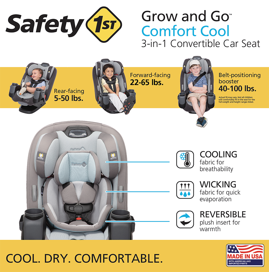 Safety 1st Grow and Go Sprint 3in1 Convertible Car Seat, Silver Lake